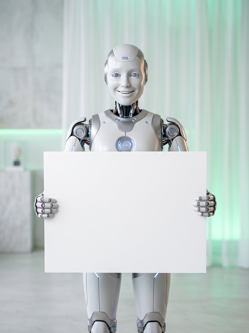 Azom OS robot inviting you to book a demo